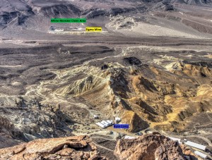 Photo showing the approximate relationship of the Sigma mine, the White Monster Claim and Ryan Camp.